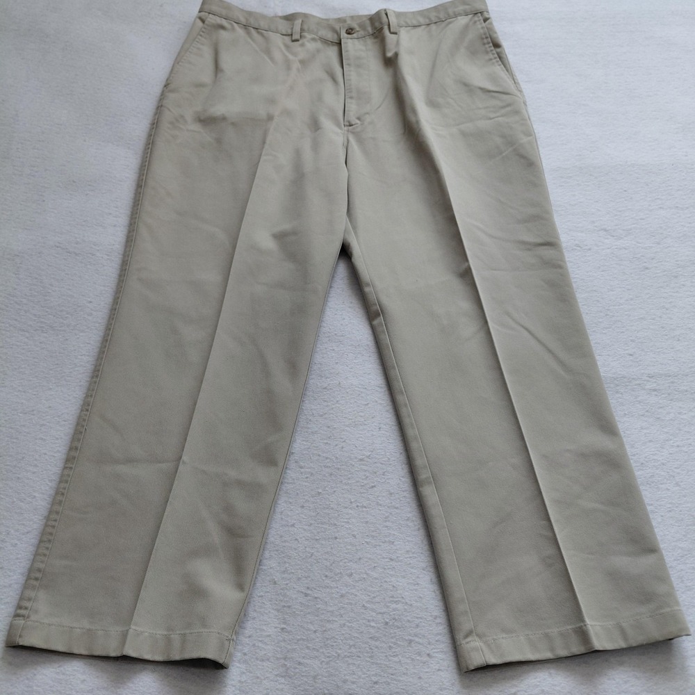 Haggar Mens Khaki Chino Pants Beige Tan 40x29 Classic Fit Cotton Trouser Work